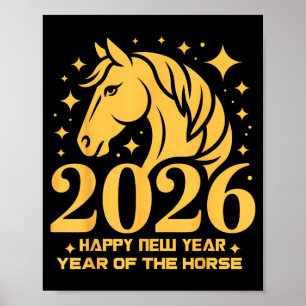 2026 Jahr des Pferdes Floral Zodiac Kunst Lunar Ne Poster