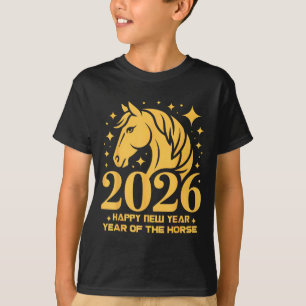 2026 Jahr des Pferdes Floral-Zodiak-Kunst Lunar-Ne T-Shirt