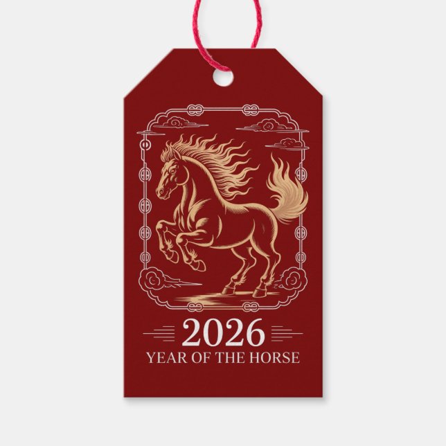 2026 Jahr des Pferdes Geschenkanhänger (Vorderseite)