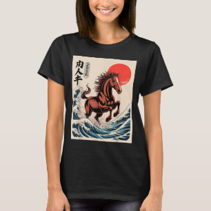 2026 Jahr des Pferdes Japanische Wellenkunst Mondn T-Shirt
