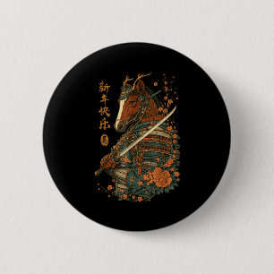 2026 Jahr des Pferdes Japanische Wellkunst Lunar N Button