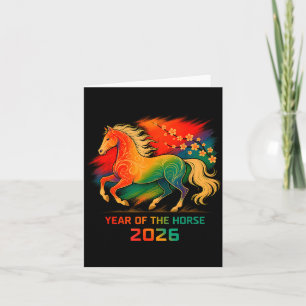 2026 Jahr des Pferdes Lebendige Zodiac-Blüten-Kuns Karte