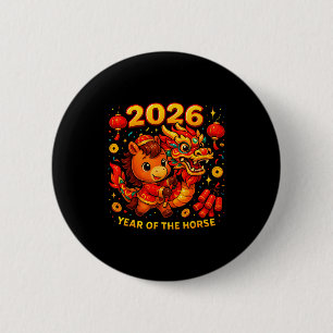 2026 Jahr des Pferdes Süße Lunar Neujahr Kunst  Button