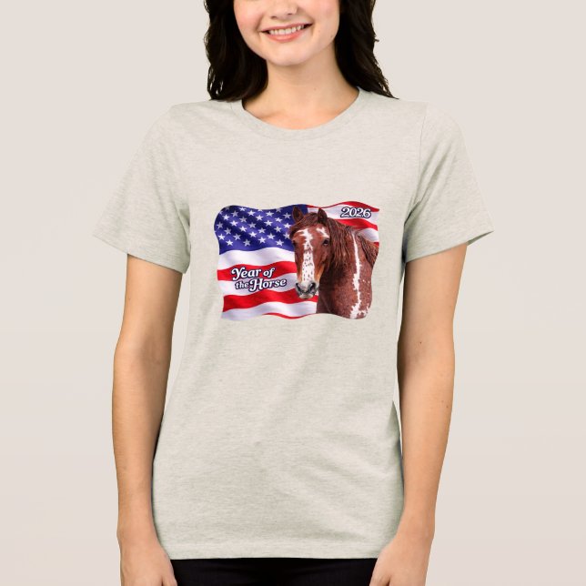 2026 Jahr des Pferdes Tri-Blend Shirt (Vorderseite)