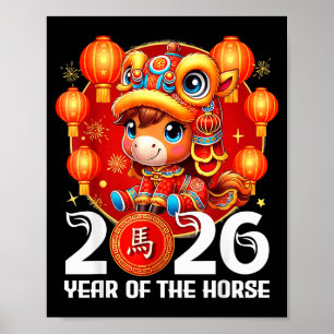 2026 Jahr Pferd Chinesisches Neujahrsillustration Poster