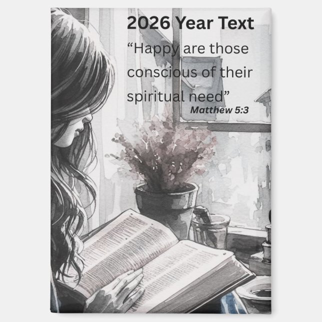 2026 Jahr Text Frau lesend Magnet (Vorderseite)