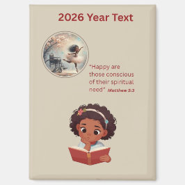 2026 Jahr Text Mädchen liest Magnet