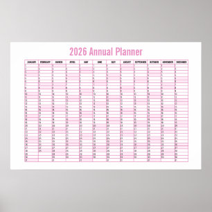 2026 Jahr-übersicht-Wandplaner-Kalender Poster