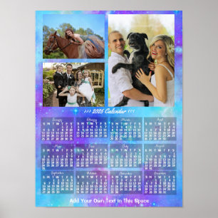 2026 Jahres-Monats-Kalender Boho Watercolor 3 Foto Poster