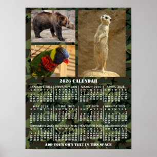 2026 Jahres-Monats-Kalender Tarnung Hinzufügen 3 F Poster