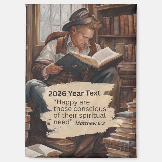 2026 Jahres Text Mann liest Magnet (Vorderseite)