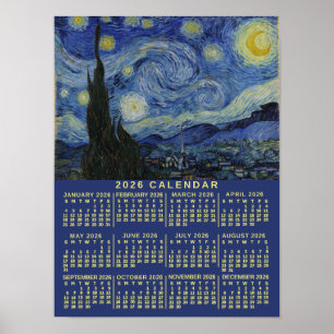 2026 Jahreskalender Sternennacht oder Fügen Sie Ih Poster