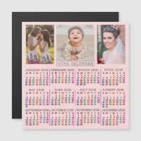 2026 Jahreskalender Süße rosa Familienfoto-Collage