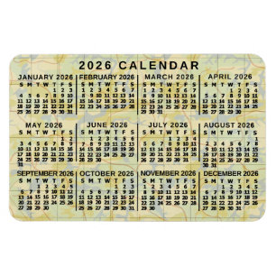 2026 Jahresmonatskalender Antike Karte Großdruck Magnet