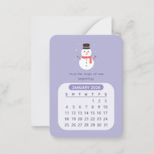 2026 Januar Monatlicher Kawaii Motivationskalender Mitteilungskarte