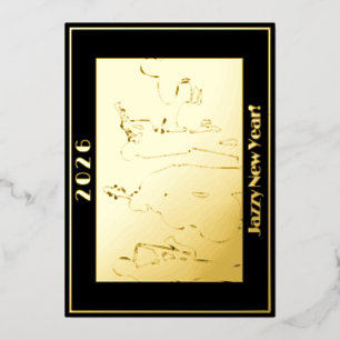2026 Jazzy Neujahrs-Grüße Goldfolien-Grußkarte Folieneinladung