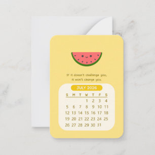 2026 Juli Monatskalender Kawaii Motivationskalende Mitteilungskarte