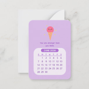2026 Juni Monatskalender Kawaii Motivationskalende Mitteilungskarte