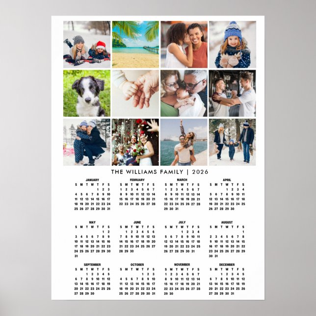 2026 Kalender 12 Foto-Collage Poster (Vorne)