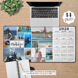 2026 Kalender 14 Fotos Monogramm Name benutzerdefi Schreibtischunterlage