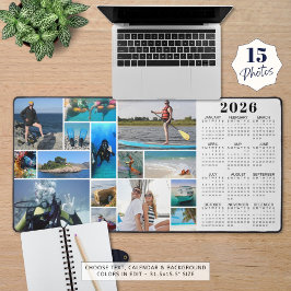2026 Kalender 15 Fotos Monogramm benutzerdefiniert Schreibtischunterlage