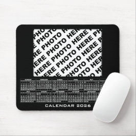 2026 Kalender: 1 Fotos hinzufügen Mousepad Black