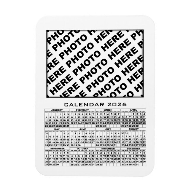 2026 Kalender 1 Fotos Magnet Weiß hinzufügen (Vertikal)
