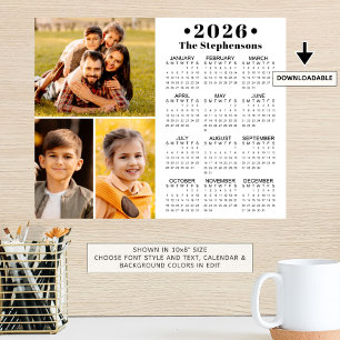 2026 Kalender 3 FotoCollage Personalisiertes Poste Poster