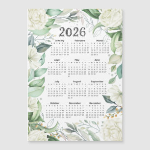 2026 Kalender Aquarell Eukalyptus Weiße Blüte Magnetkarte