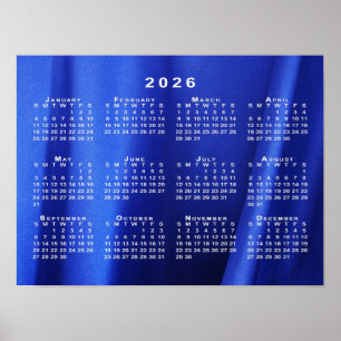 2026 Kalender auf blauem abstrakten Foto-Template Poster