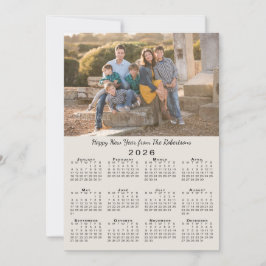 2026 Kalender Beige 2 Custom Fotos Happy New Year Feiertagskarte