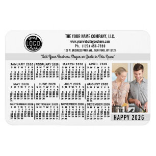 2026 Kalender Benutzerdefiniertes Geschäftslogo Na Magnet