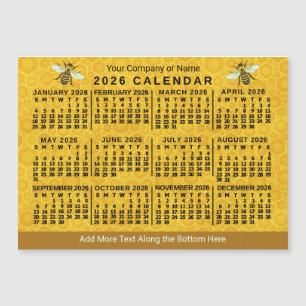 2026 Kalender Biene Honigwabe benutzerdefinierter Magnetkarte