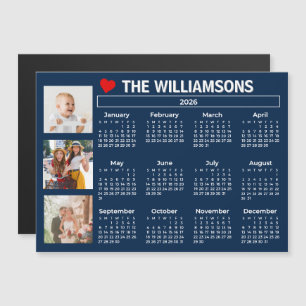 2026 Kalender Blau Weiße Foto Collage Magnet