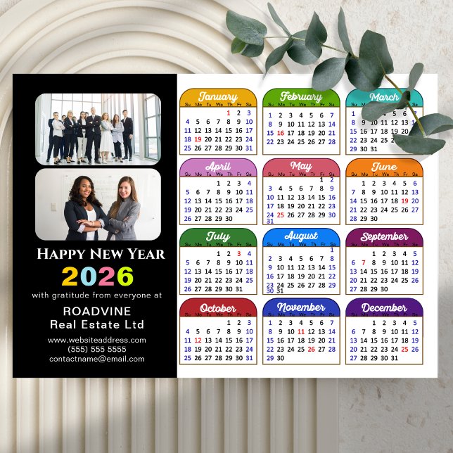 2026 Kalender Business 2 Foto US Holiday Magnetic Magnetkarte (Von Creator hochgeladen)