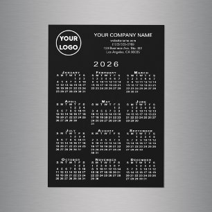 2026 Kalender Business-Logo Text Schwarze Karte