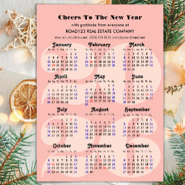 2026 Kalender Business Pink Minimalistisch Magneti Magnetkarte