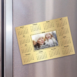 2026 Kalender Custom Foto Gold Foil Family Magnet