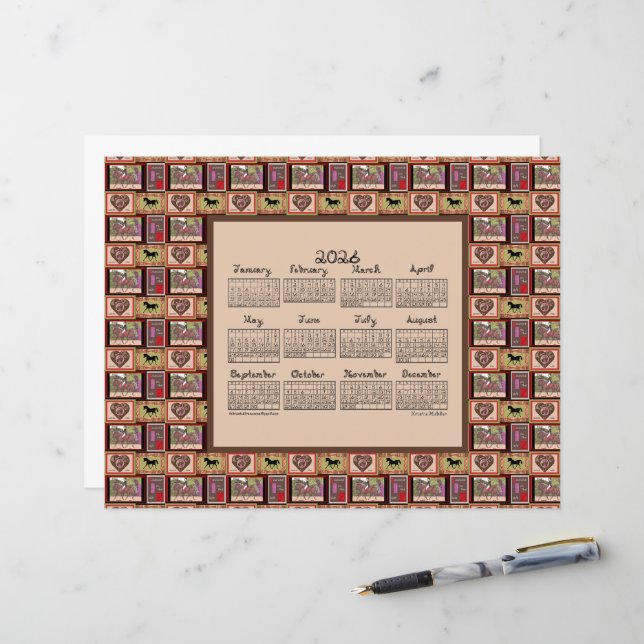 2026 Kalender Dressur Pferd Collage (Vorderseite/Rückseite Beispiel)