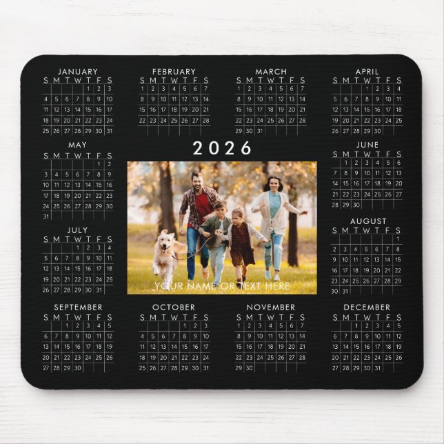 2026 Kalender Eins Foto Personalisierte benutzerde Mousepad (Vorne)