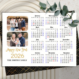 2026 Kalender Elegant Gold Glitzer Script 2 Foto Feiertagskarte