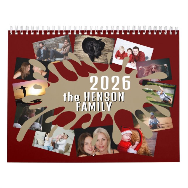 2026 Kalender Farbe Splash Custom Foto Collage (Titelbild)