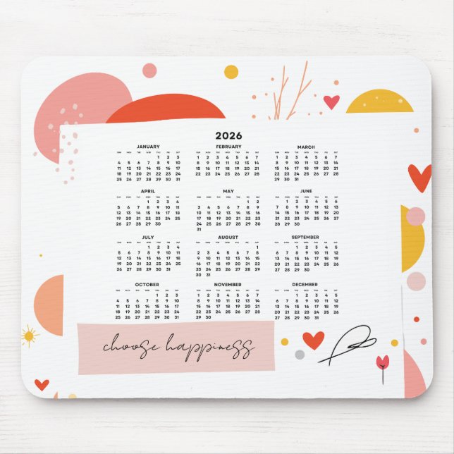 2026 Kalender Farbiger Motivationsmauspad Mousepad (Vorne)