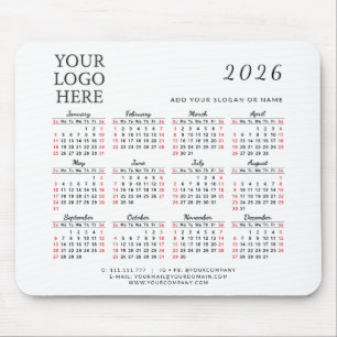 2026 Kalender Firmenkundenspezifische Firmenlogos Mousepad