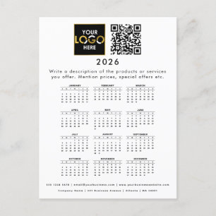 2026 Kalender Firmenlogo Kontaktdetails QR-Code Postkarte