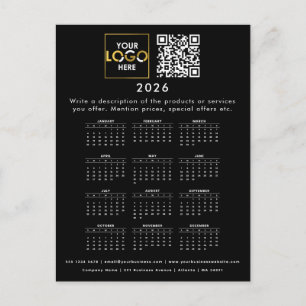 2026 Kalender Firmenlogo Kontaktdetails QR-Code Postkarte