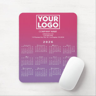 2026 Kalender Firmenlogo Rosa bis Violett Farbverl Mousepad