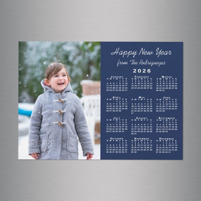 2026 Kalender Foto Frohes New Year Navy Magnet (2026 Calendar Photo Happy New Year Navy Magnet in situ)