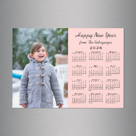 2026 Kalender Foto Rosa Frohes Neues Jahr Magnet