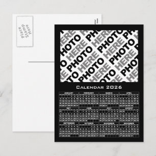 2026 Kalender Foto Schwarze Postkarte hinzufügen